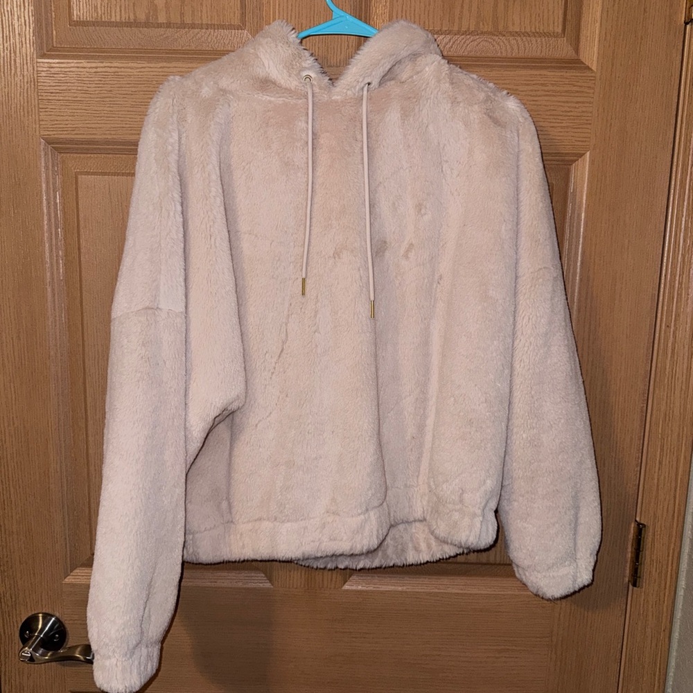 Cozy Plush Hooded Pullover - Biege